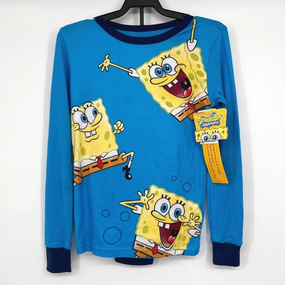 NWT Spongebob Squarepants Boys Pajamas Set Size 10 Blue Long Sleeve Cartoon Gift